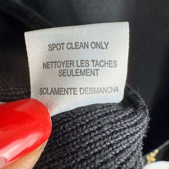 Worth New York 100% Wool Black Open-Front Cardigan W/ Gold Chain Detail Sz P - Picture 8 of 9